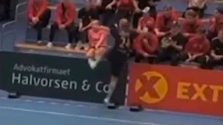 Er hält es nicht mehr aus - Handball-Profi entreißt Fan das Megafon