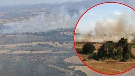 Çanakkale'de tarım arazisinde çıkan yangın kontrol altında