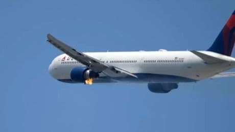 Engine of Boeing passenger plane bursts into flames during takeoff