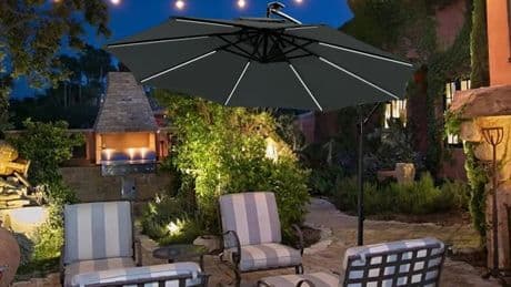 Patio umbrella with built-in lights is perfect for providing shade as heatwave arrives