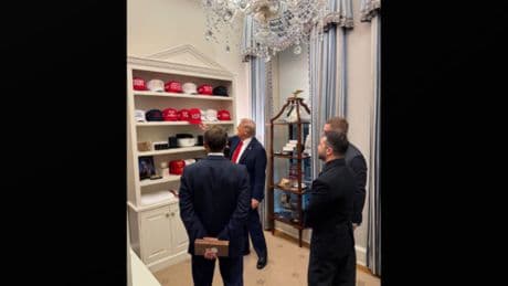 Trump shows off merch teasing third term as Zelensky visits seeking end to Ukraine war: ‘Exit through the gift shop’