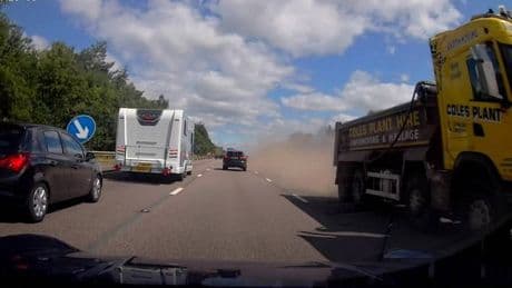 Lorry's terrifying wrong-way near miss on motorway caught on camera