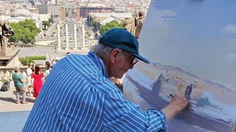 Antonio López retoma su proyecto de pintar la panorámica de Barcelona desde el MNAC