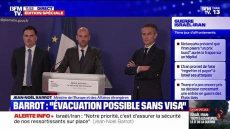Évacuation des ressortissants français en Iran: Jean-Noël Barrot, ministre des Affaires étrangères, affirme qu'un "passage est possible sans visa vers l'Arménie et la Turquie"