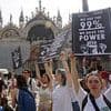 Anti-capitalist protesters continue to demonstrate against Jeff Bezos and Lauren Sanchez's wedding in Venice as stars begin to arrive for the big day