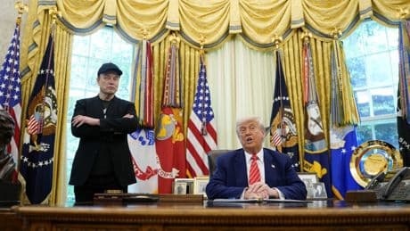Elon Musk reveals truth behind his mystery black eye during White House farewell & jokes he ‘wasn’t near Macron’s wife’