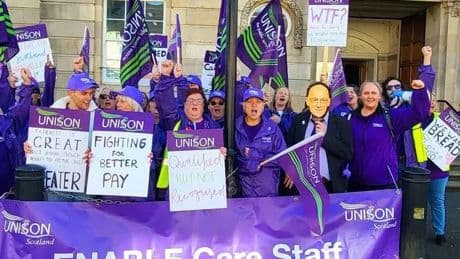 Care workers employed by Enable Scotland held day of strike action in Airdrie