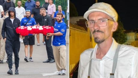 Four men accused of torturing man for days before he died on live stream reunite at his funeral