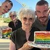 Injured David Beckham and son Romeo enjoy a colourful cake with his mum Sandra as they celebrate her 76th birthday - after estranged Brooklyn showed not all family ties had been severed amid ongoing feud