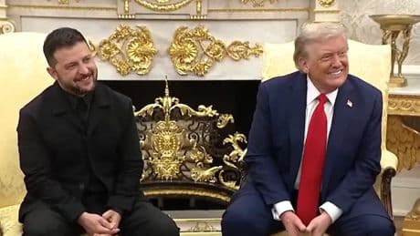 El periodista que afeó a Zelenski su vestimenta bromea sobre su cambio mientras Trump se sorprende: "No me lo puedo creer"