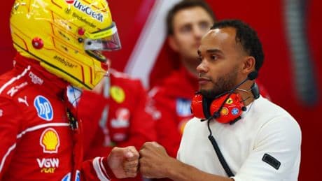 Lewis Hamilton’s brother joins him at Ferrari for first time as he shares heartwarming snap – and dog Roscoe visits too