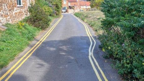 Wonky yellow lines in Norfolk village lead locals to say workers 'must have been drunk'