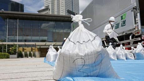 Slightly radioactive Fukushima soil is used at Japanese prime minister's office to prove safety
