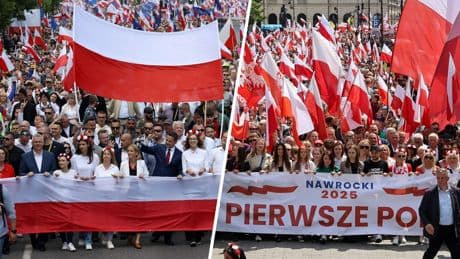 Tienduizenden Polen lopen in tegenovergestelde richting voor hun presidentskandidaat