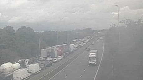 M6 closed in both directions after lorry catches fire as drivers warned of ‘severe delays’