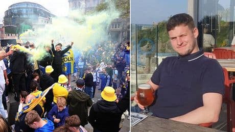 Leeds fan in a coma after falling from a tree during club's raucous promotion celebrations - with US sport star donating £2K to help his family