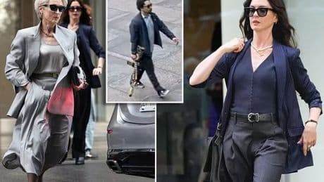 Meryl Streep and Anne Hathaway filming Devil Wears Prada sequel minutes from NYC shooting