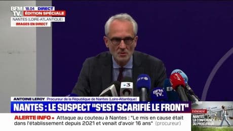 Attaque au couteau dans un lycée à Nantes: le suspect "a intégralement masqué" son visage, indique le procureur