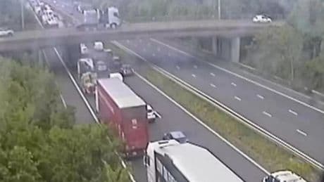 M5 brought to a standstill by rush-hour crash ‘between lorry & van’ triggering huge tailbacks