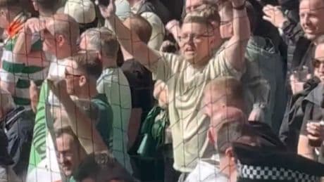 Sick Celtic fan who was spotted mocking Ibrox Disaster against Rangers SACKED from job