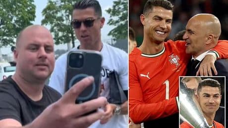 Cristiano Ronaldo deals with rude fan after Portugal's Nations League victory as he calls out behaviour of selfie-hunting supporter in Munich