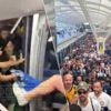 KIJK. Chaos voor aftrap: fans gooien met stenen naar elkaar en steken propaangas af in bomvolle metro’s