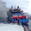 568 people survived after an Indonesian passenger ferry caught fire at sea, killing 3