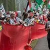 Chants of 'shame on you' yelled by pro-Palestine supporters during demo at RAF High Wycombe