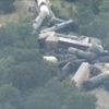 Aerial footage shows aftermath of massive train derailment in Texas