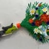 The art made out of plastic bottles and old toys