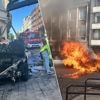 Mercedes-taxi brandt volledig uit in centrum van Kortrijk: “Ik kon nog net mijn passagier en haar rollator uit de wagen halen”