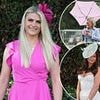 Glamorous revellers brave wet and windy weather as they arrive at Epsom Ladies' Day