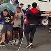 Ugly moment Knicks fans attack rival NBA supporter with trash bag and chase him down street after Celtics win