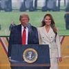 Donald Trump and Melania arrive at military parade as crowd sings president 'happy birthday'