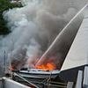 Moment yacht goes up in flames after 'loud bang': Couple rushed to hospital