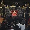 Pope Francis' coffin is carried through the Vatican as huge crowds gather to file past his body during three-day laying in state at St Peter's Basilica