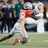 Sayin passes for 3 touchdowns, top-ranked Ohio State pulls away in second half to defeat Ohio 37-9