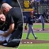 Terrifying moment MLB pitcher is drilled in the back of the head by his own teammate