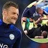 Jamie Vardy hilariously brings a halt to play by blowing the referee's whistle as official is forced off injured on his Premier League debut in Leicester's clash with Southampton
