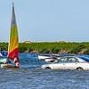 Drivers face Bank Holiday headache as their cars get stranded underwater in flood-hit beauty spots after high tides