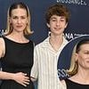 January Jones' son, 13, joins her on rare red carpet as mystery remains regarding his father's identity