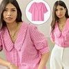 Kate Middleton's beloved pink gingham Brora blouse is back in stock for summer - but it's selling fast