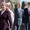 Duchess of Edinburgh looks regal in burgundy as she's joined by the Duke of Edinburgh and Earl of Wessex, 17, for Easter Sunday service - but Lady Louise is missing