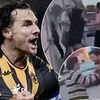 Topless Championship football star is dragged away from bloody 'street brawl' after 'pub row' stopped traffic