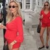 Pregnant Sophie Habboo shows off her baby bump in a chic red co-ord as she shares series of stylish snaps after revealing she is expecting first child