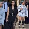 Kim Kardashian puts on a leggy display in lace tights as she joins her daughter North West for shopping in Milan as they continue their Italian trip