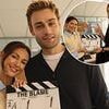 Michelle Keegan cuts a radiant figure as she joins co-star Douglas Booth on day one of filming for their new drama The Blame - in her first TV role since welcoming baby daughter Palma