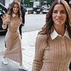 Eva Longoria, 50, looks effortlessly chic in a beige knitted co-ord set as she arrives at her lavish hotel in Paris