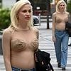Pregnant Pixie Lott goes braless and flashes her growing baby bump in a sheer top as she steps out in London ahead of welcoming second child with husband Oliver Cheshire