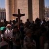 Workers install Sistine Chapel stove where ballots are burned during papal conclave